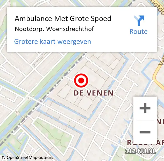 Locatie op kaart van de 112 melding: Ambulance Met Grote Spoed Naar Nootdorp, Woensdrechthof op 19 juli 2024 00:29