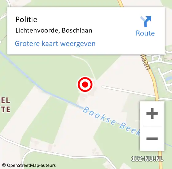 Locatie op kaart van de 112 melding: Politie Lichtenvoorde, Boschlaan op 19 juli 2024 00:35