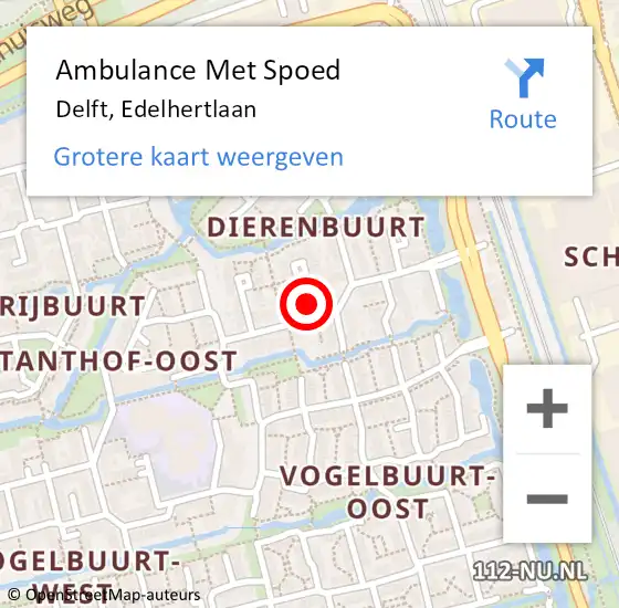 Locatie op kaart van de 112 melding: Ambulance Met Spoed Naar Delft, Edelhertlaan op 19 juli 2024 00:51