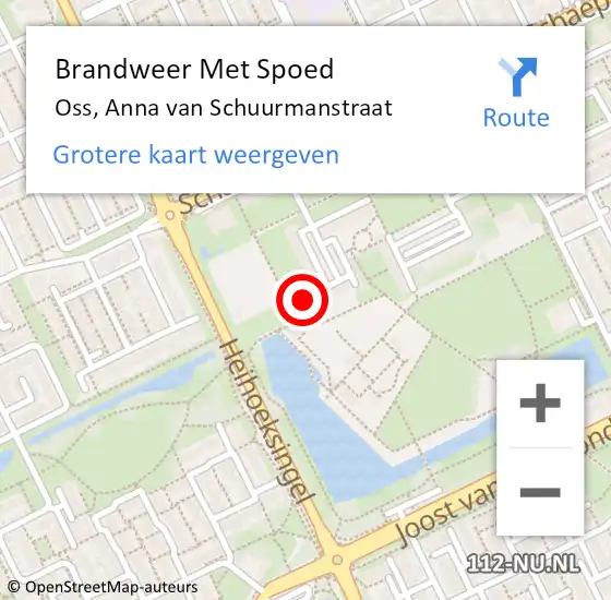 Locatie op kaart van de 112 melding: Brandweer Met Spoed Naar Oss, Anna van Schuurmanstraat op 19 juli 2024 00:53