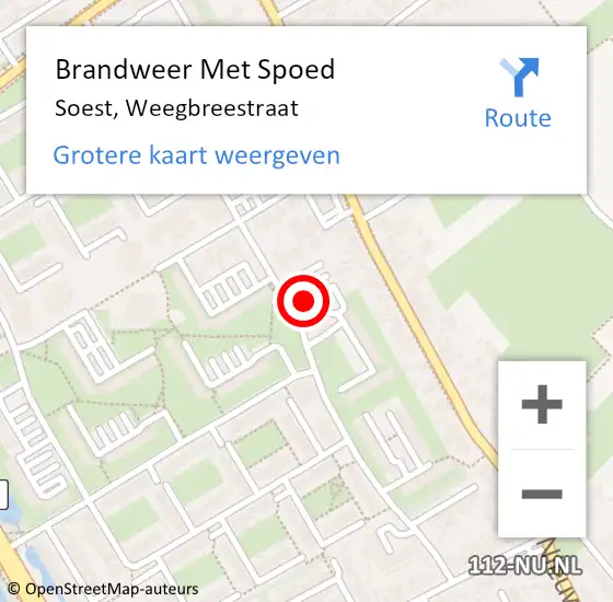 Locatie op kaart van de 112 melding: Brandweer Met Spoed Naar Soest, Weegbreestraat op 19 juli 2024 01:00