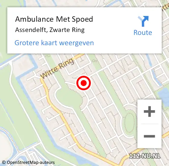 Locatie op kaart van de 112 melding: Ambulance Met Spoed Naar Assendelft, Zwarte Ring op 19 juli 2024 01:05