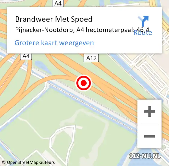 Locatie op kaart van de 112 melding: Brandweer Met Spoed Naar Pijnacker-Nootdorp, A4 hectometerpaal: 46,4 op 19 juli 2024 01:06