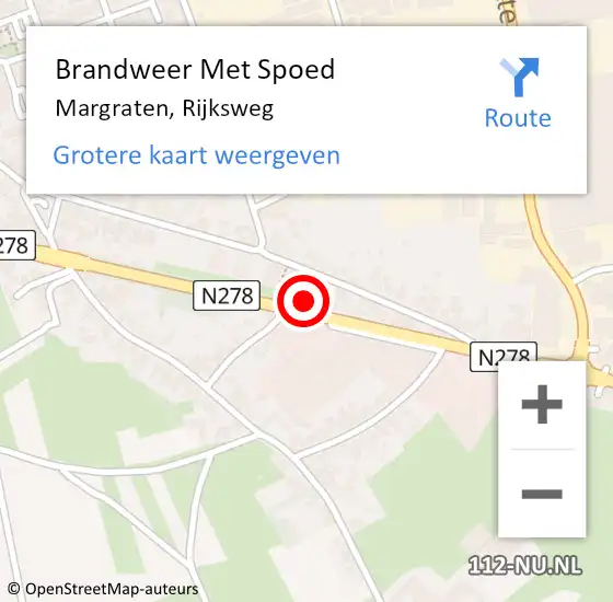 Locatie op kaart van de 112 melding: Brandweer Met Spoed Naar Margraten, Rijksweg op 19 juli 2024 01:12