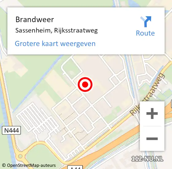 Locatie op kaart van de 112 melding: Brandweer Sassenheim, Rijksstraatweg op 19 juli 2024 01:23