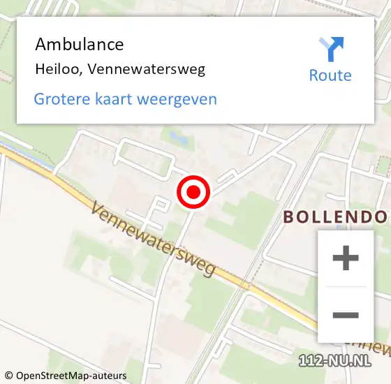 Locatie op kaart van de 112 melding: Ambulance Heiloo, Vennewatersweg op 19 juli 2024 01:52