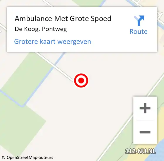 Locatie op kaart van de 112 melding: Ambulance Met Grote Spoed Naar De Koog, Pontweg op 19 juli 2024 02:11