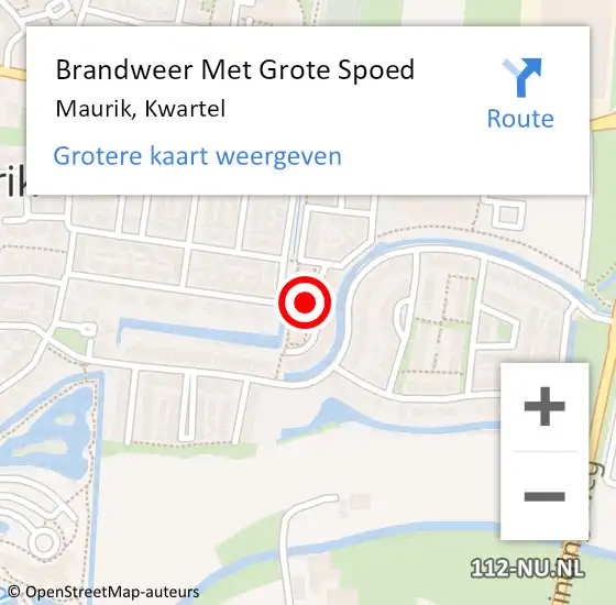 Locatie op kaart van de 112 melding: Brandweer Met Grote Spoed Naar Maurik, Kwartel op 19 juli 2024 02:50