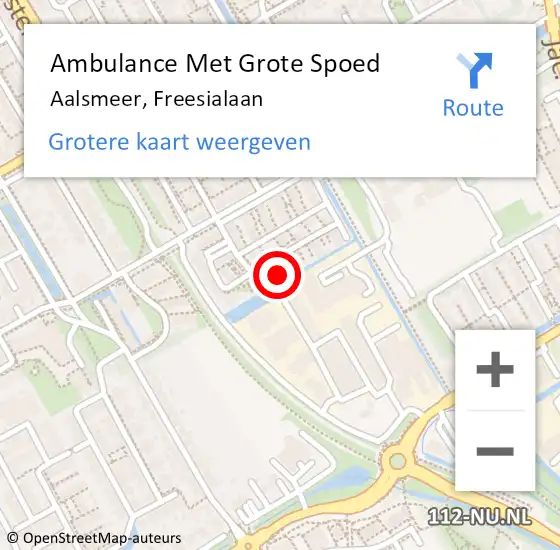 Locatie op kaart van de 112 melding: Ambulance Met Grote Spoed Naar Aalsmeer, Freesialaan op 19 juli 2024 03:10