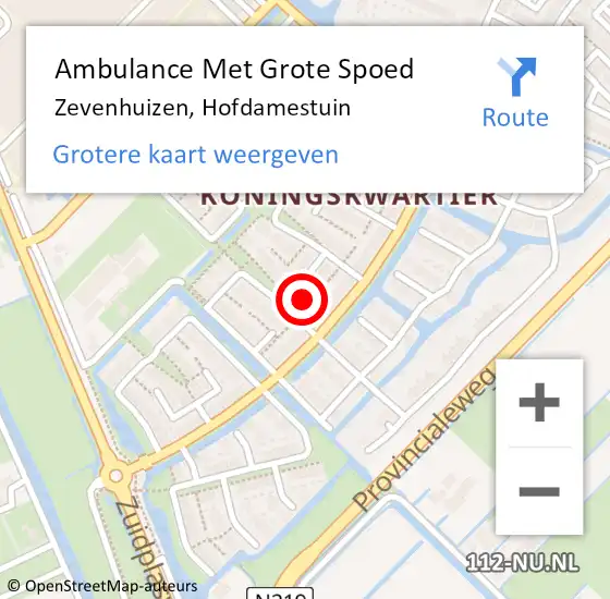 Locatie op kaart van de 112 melding: Ambulance Met Grote Spoed Naar Zevenhuizen, Hofdamestuin op 19 juli 2024 03:30