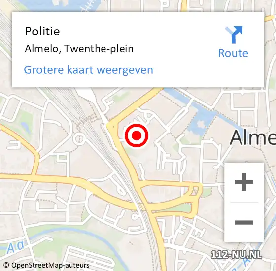 Locatie op kaart van de 112 melding: Politie Almelo, Twenthe-plein op 19 juli 2024 03:53