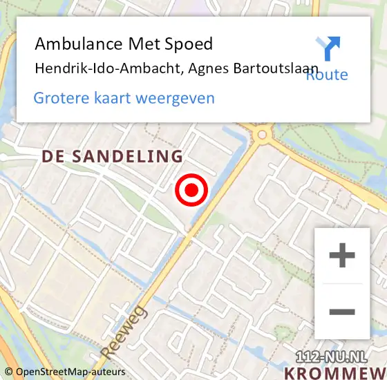 Locatie op kaart van de 112 melding: Ambulance Met Spoed Naar Hendrik-Ido-Ambacht, Agnes Bartoutslaan op 19 juli 2024 03:58