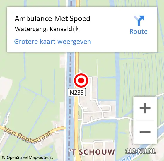 Locatie op kaart van de 112 melding: Ambulance Met Spoed Naar Watergang, Kanaaldijk op 19 juli 2024 04:13