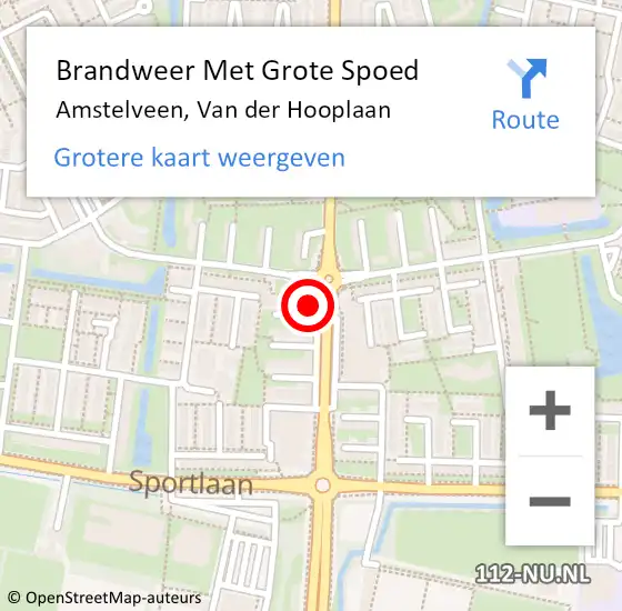 Locatie op kaart van de 112 melding: Brandweer Met Grote Spoed Naar Amstelveen, Van der Hooplaan op 19 juli 2024 04:35