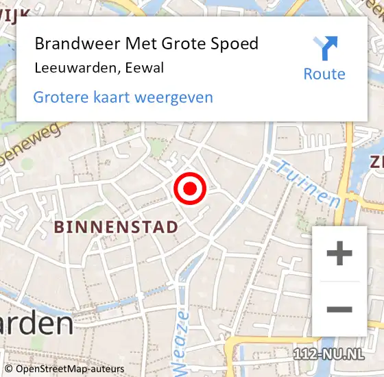 Locatie op kaart van de 112 melding: Brandweer Met Grote Spoed Naar Leeuwarden, Eewal op 19 juli 2024 04:36