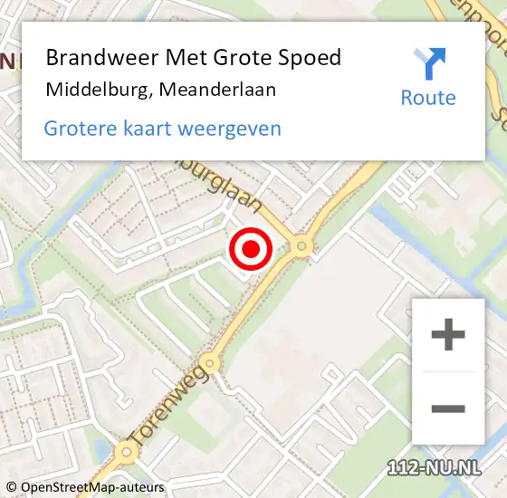 Locatie op kaart van de 112 melding: Brandweer Met Grote Spoed Naar Middelburg, Meanderlaan op 19 juli 2024 06:46