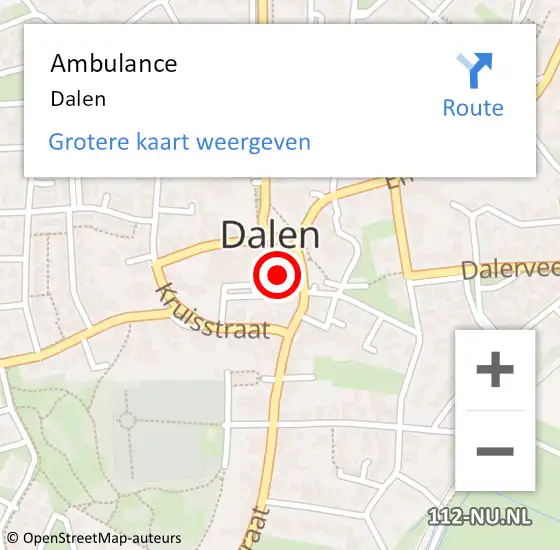 Locatie op kaart van de 112 melding: Ambulance Dalen op 19 juli 2024 07:35