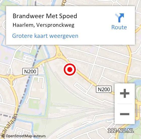 Locatie op kaart van de 112 melding: Brandweer Met Spoed Naar Haarlem, Verspronckweg op 19 juli 2024 07:44