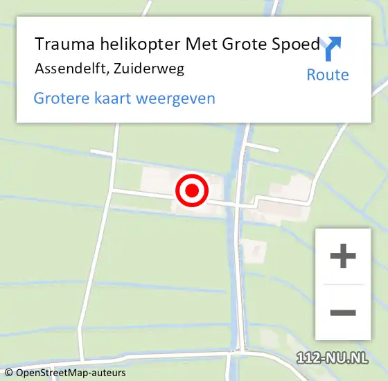 Locatie op kaart van de 112 melding: Trauma helikopter Met Grote Spoed Naar Assendelft, Zuiderweg op 19 juli 2024 07:50