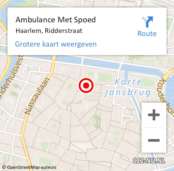 Locatie op kaart van de 112 melding: Ambulance Met Spoed Naar Haarlem, Ridderstraat op 19 juli 2024 08:28