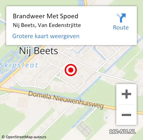 Locatie op kaart van de 112 melding: Brandweer Met Spoed Naar Nij Beets, Van Eedenstrjitte op 19 juli 2024 08:28