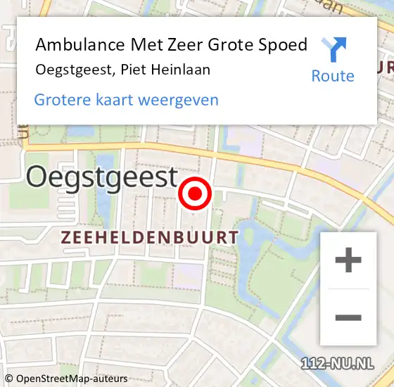 Locatie op kaart van de 112 melding: Ambulance Met Zeer Grote Spoed Naar Oegstgeest, Piet Heinlaan op 19 juli 2024 08:44