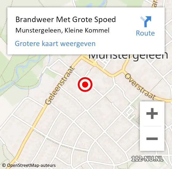 Locatie op kaart van de 112 melding: Brandweer Met Grote Spoed Naar Munstergeleen, Kleine Kommel op 19 juli 2024 08:52