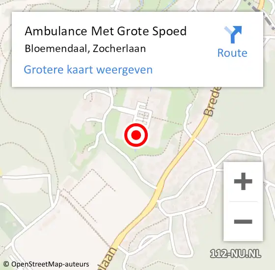 Locatie op kaart van de 112 melding: Ambulance Met Grote Spoed Naar Bloemendaal, Zocherlaan op 19 juli 2024 08:52