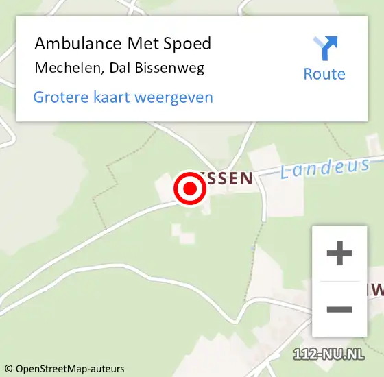 Locatie op kaart van de 112 melding: Ambulance Met Spoed Naar Mechelen, Dal Bissenweg op 13 oktober 2014 15:53