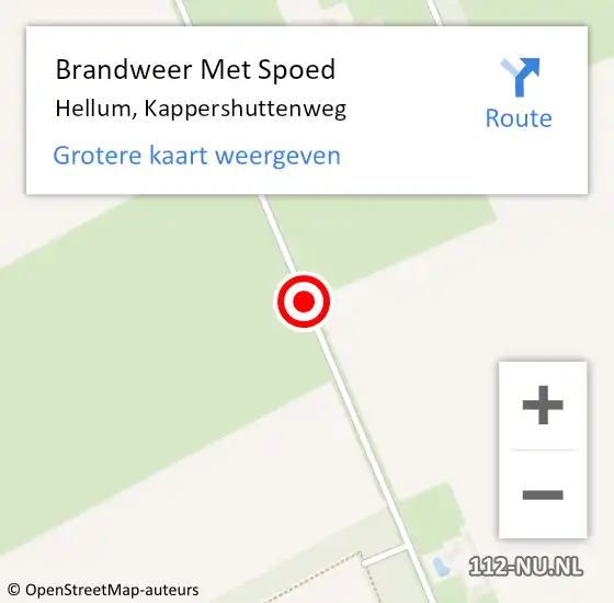 Locatie op kaart van de 112 melding: Brandweer Met Spoed Naar Hellum, Kappershuttenweg op 13 oktober 2014 15:54