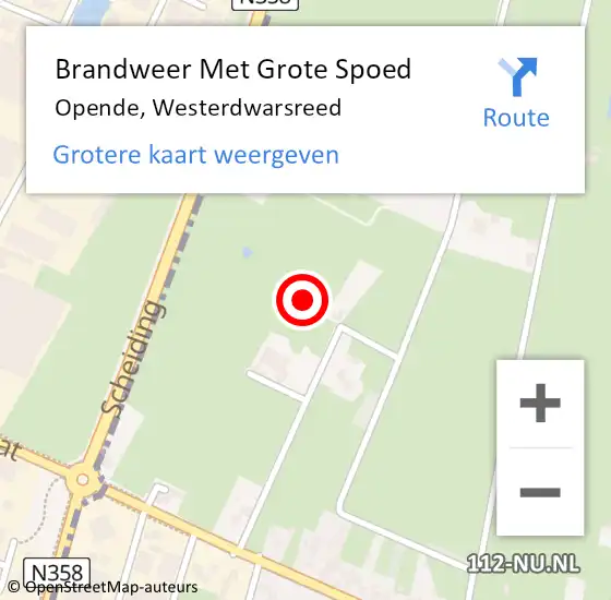 Locatie op kaart van de 112 melding: Brandweer Met Grote Spoed Naar Opende, Westerdwarsreed op 19 juli 2024 09:30