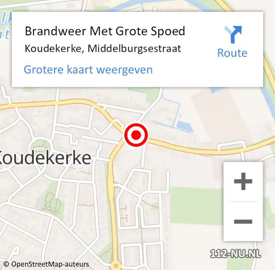 Locatie op kaart van de 112 melding: Brandweer Met Grote Spoed Naar Koudekerke, Middelburgsestraat op 19 juli 2024 09:35