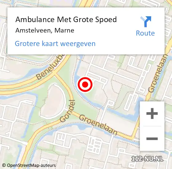 Locatie op kaart van de 112 melding: Ambulance Met Grote Spoed Naar Amstelveen, Marne op 19 juli 2024 09:39