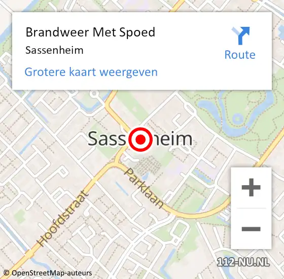 Locatie op kaart van de 112 melding: Brandweer Met Spoed Naar Sassenheim op 19 juli 2024 09:41