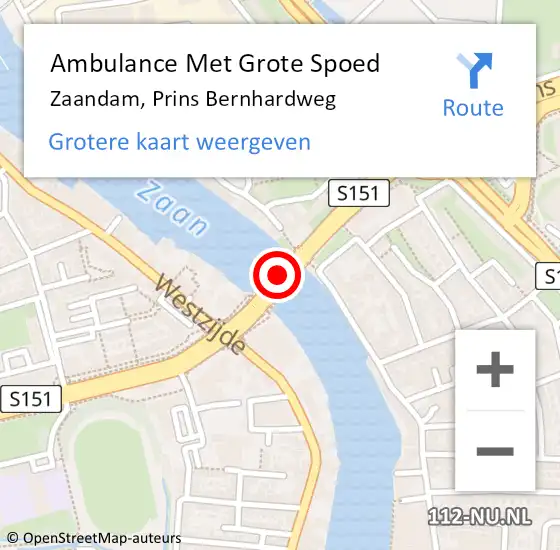 Locatie op kaart van de 112 melding: Ambulance Met Grote Spoed Naar Wormer op 19 juli 2024 09:42