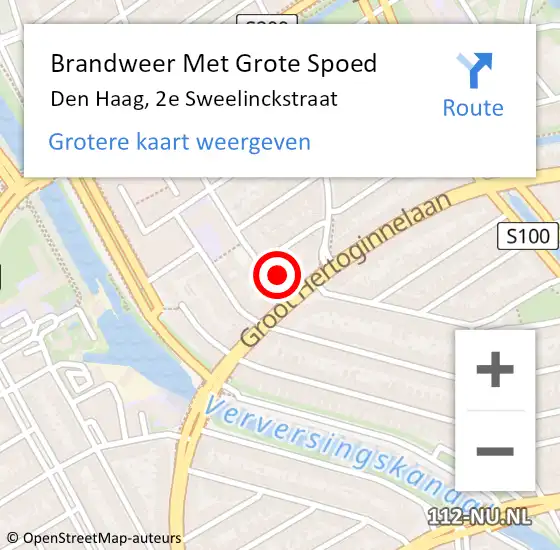 Locatie op kaart van de 112 melding: Brandweer Met Grote Spoed Naar Den Haag, 2e Sweelinckstraat op 19 juli 2024 09:46