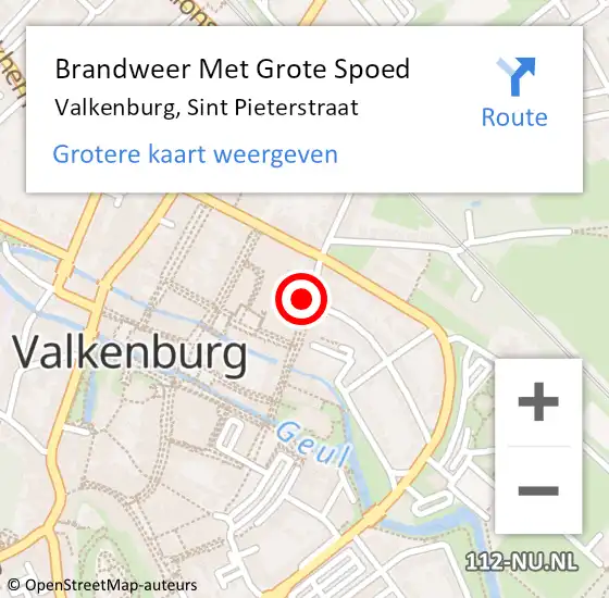 Locatie op kaart van de 112 melding: Brandweer Met Grote Spoed Naar Valkenburg, Sint Pieterstraat op 19 juli 2024 09:49