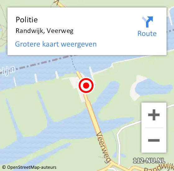 Locatie op kaart van de 112 melding: Politie Randwijk, Veerweg op 19 juli 2024 09:54