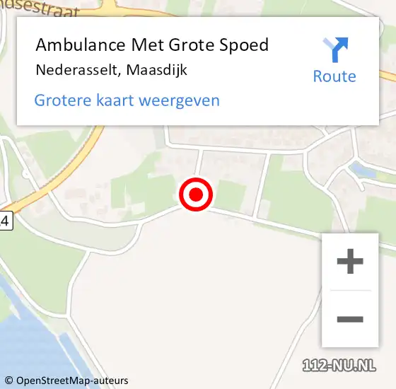 Locatie op kaart van de 112 melding: Ambulance Met Grote Spoed Naar Nederasselt, Maasdijk op 19 juli 2024 10:07