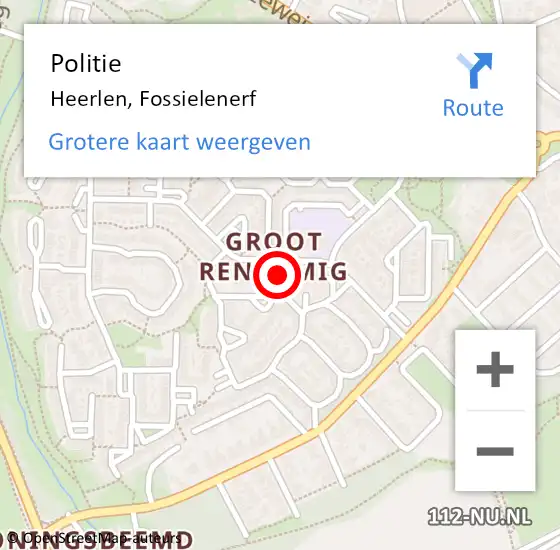 Locatie op kaart van de 112 melding: Politie Heerlen, Fossielenerf op 19 juli 2024 10:08