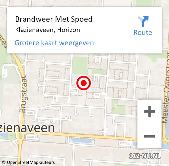 Locatie op kaart van de 112 melding: Brandweer Met Spoed Naar Klazienaveen, Horizon op 17 oktober 2013 14:03