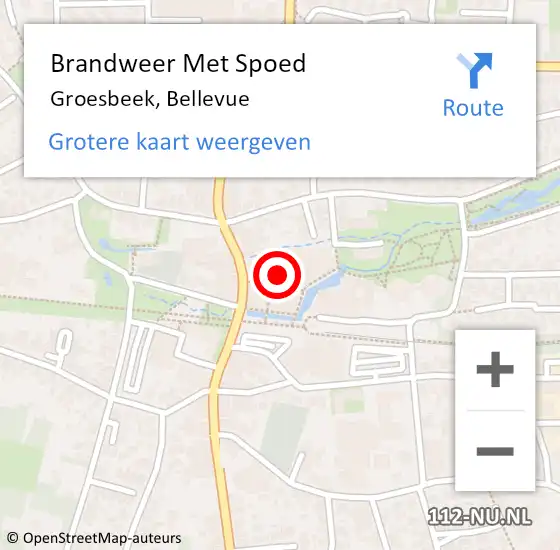 Locatie op kaart van de 112 melding: Brandweer Met Spoed Naar Groesbeek, Bellevue op 19 juli 2024 10:15