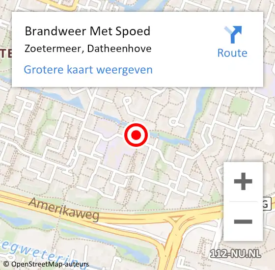 Locatie op kaart van de 112 melding: Brandweer Met Spoed Naar Zoetermeer, Datheenhove op 19 juli 2024 10:24