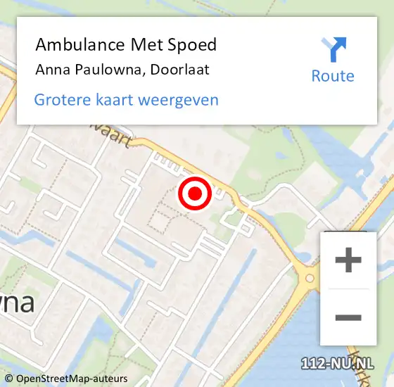 Locatie op kaart van de 112 melding: Ambulance Met Spoed Naar Anna Paulowna, Doorlaat op 19 juli 2024 10:40