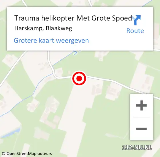 Locatie op kaart van de 112 melding: Trauma helikopter Met Grote Spoed Naar Harskamp, Blaakweg op 19 juli 2024 10:48