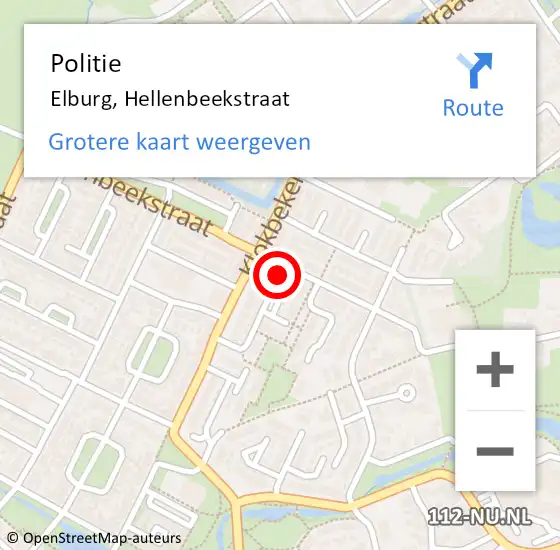 Locatie op kaart van de 112 melding: Politie Elburg, Hellenbeekstraat op 19 juli 2024 11:08