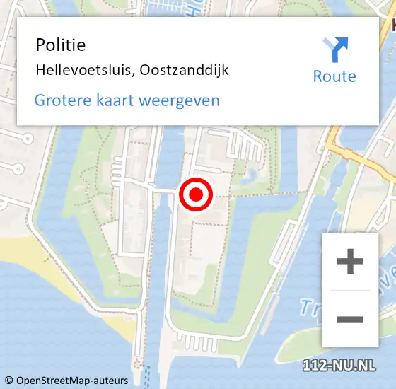 Locatie op kaart van de 112 melding: Politie Hellevoetsluis, Oostzanddijk op 19 juli 2024 11:09