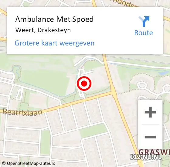 Locatie op kaart van de 112 melding: Ambulance Met Spoed Naar Weert, Drakesteyn op 13 oktober 2014 16:10