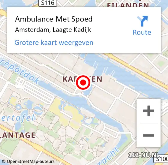 Locatie op kaart van de 112 melding: Ambulance Met Spoed Naar Amsterdam, Laagte Kadijk op 19 juli 2024 11:19