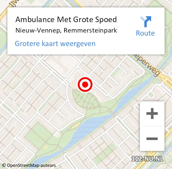 Locatie op kaart van de 112 melding: Ambulance Met Grote Spoed Naar Nieuw-Vennep, Remmersteinpark op 19 juli 2024 11:23